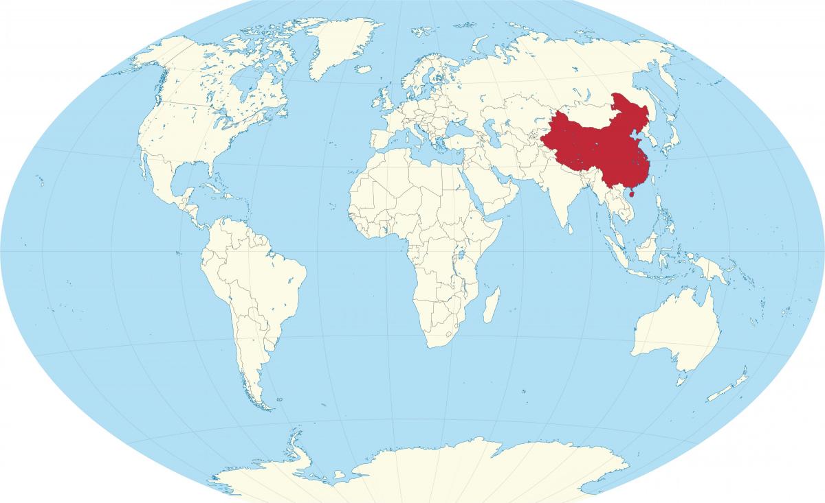 中国在世界地图上的位置