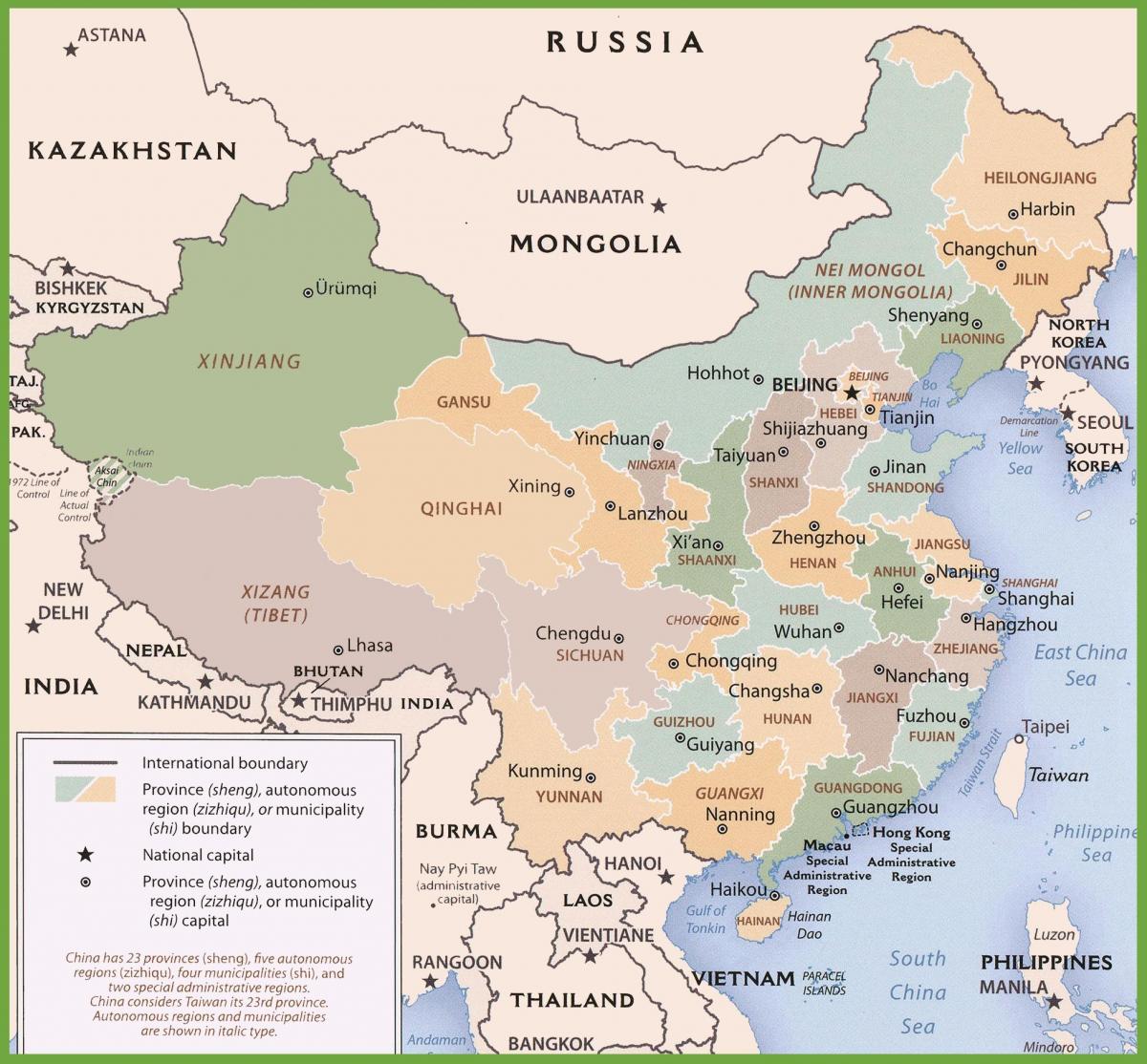 中国在地图上