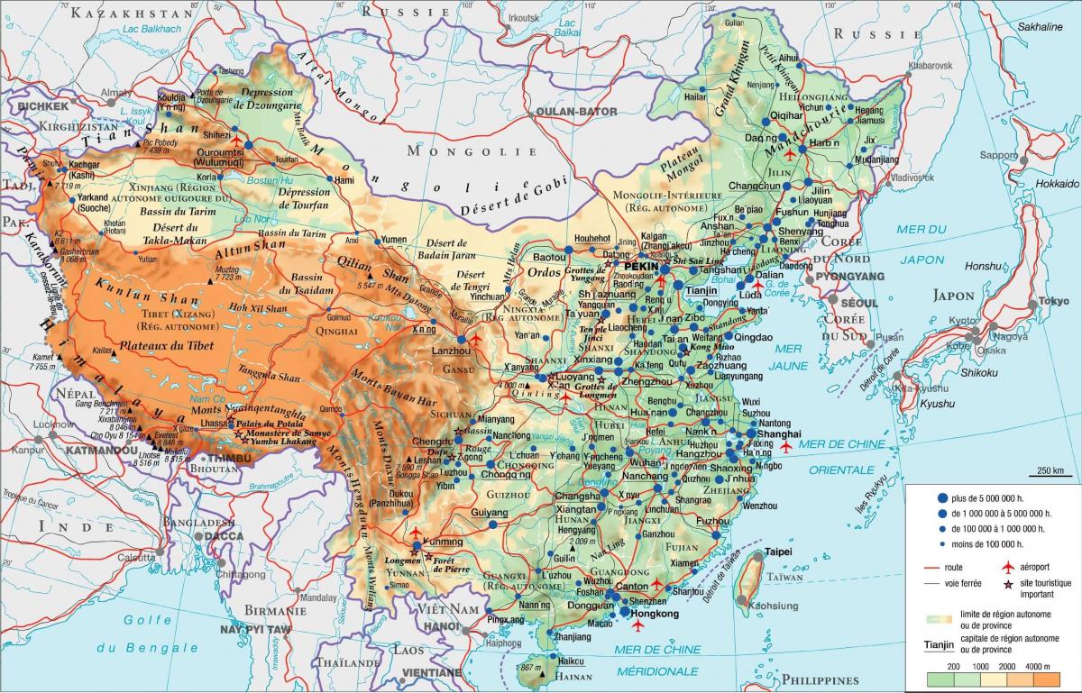 中国地图上的山脉