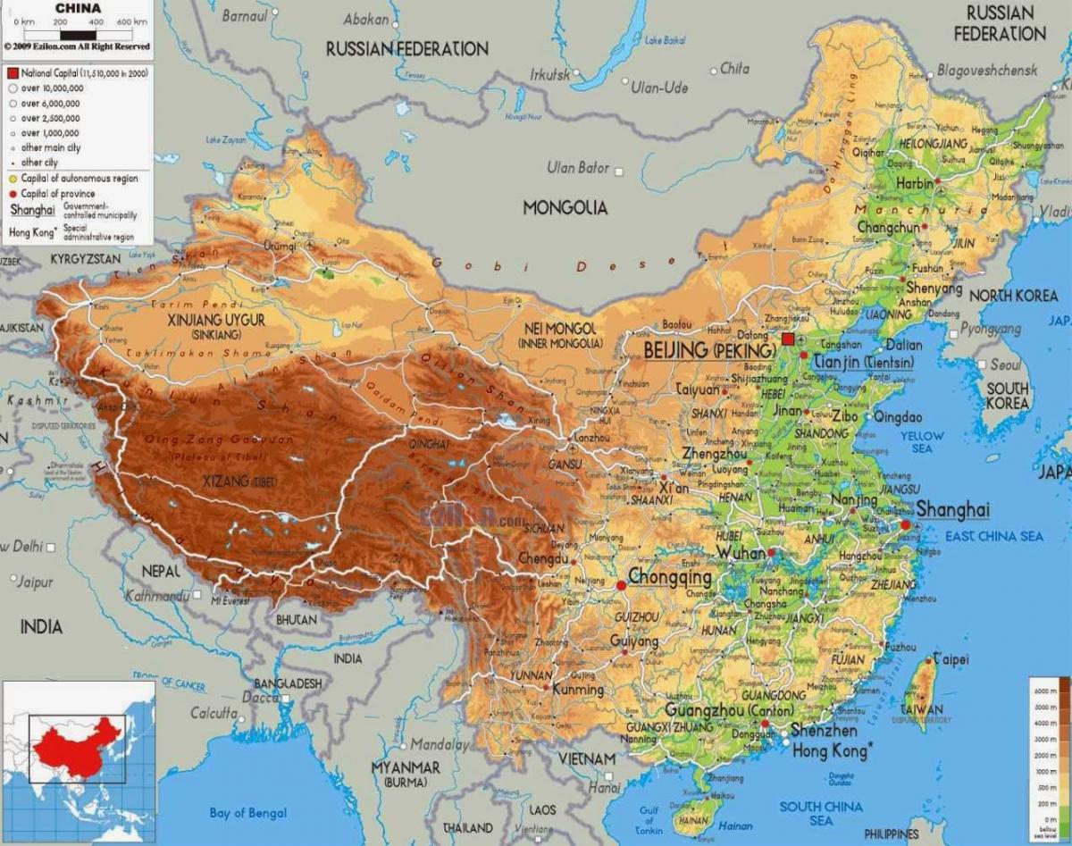 中国海拔高度图
